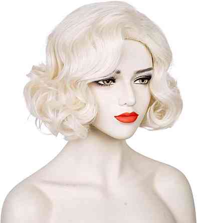 Перука коротка блонд в стилі Мерлін Монро світла кучерява вінтажна ретро, термостійке синтетичне волосся для косплею, зміни образу Київ