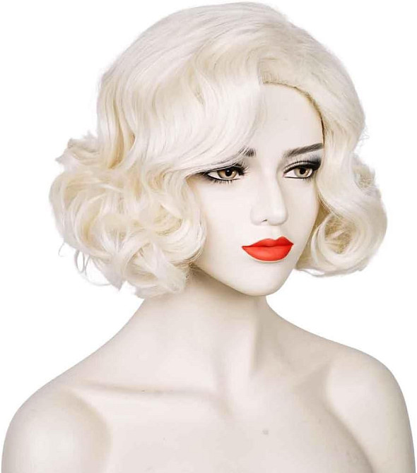 Парик короткий блонд в стиле Мерлин Монро светлый кудрявый винтажный термостойкие синтетические волосы косплей Киев - изображение 2