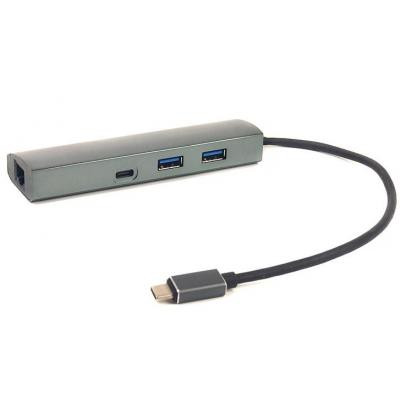 Порт-реплікатор PowerPlant Type-C USB 3.1 -> 2*USB3.0, Type-C USB3.1, Gigabit Ethernet (CA910557) Вінниця - фото 1
