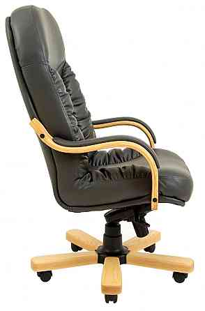 Офісне Крісло Керівника Richman Bufford Шкіра Комбо Wood Lux Бук М1 Tilt Чорний Дніпро