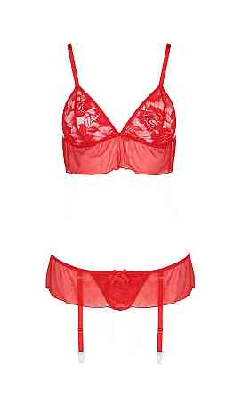 Комплект білизни з поясом для панчіх FABIANA SET red S/M - Passion Sex Aura Київ