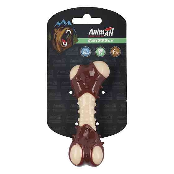 Игрушка AnimAll GrizZzly косточка с ароматом мяса для собак, 11,7 см, коричневая Киев