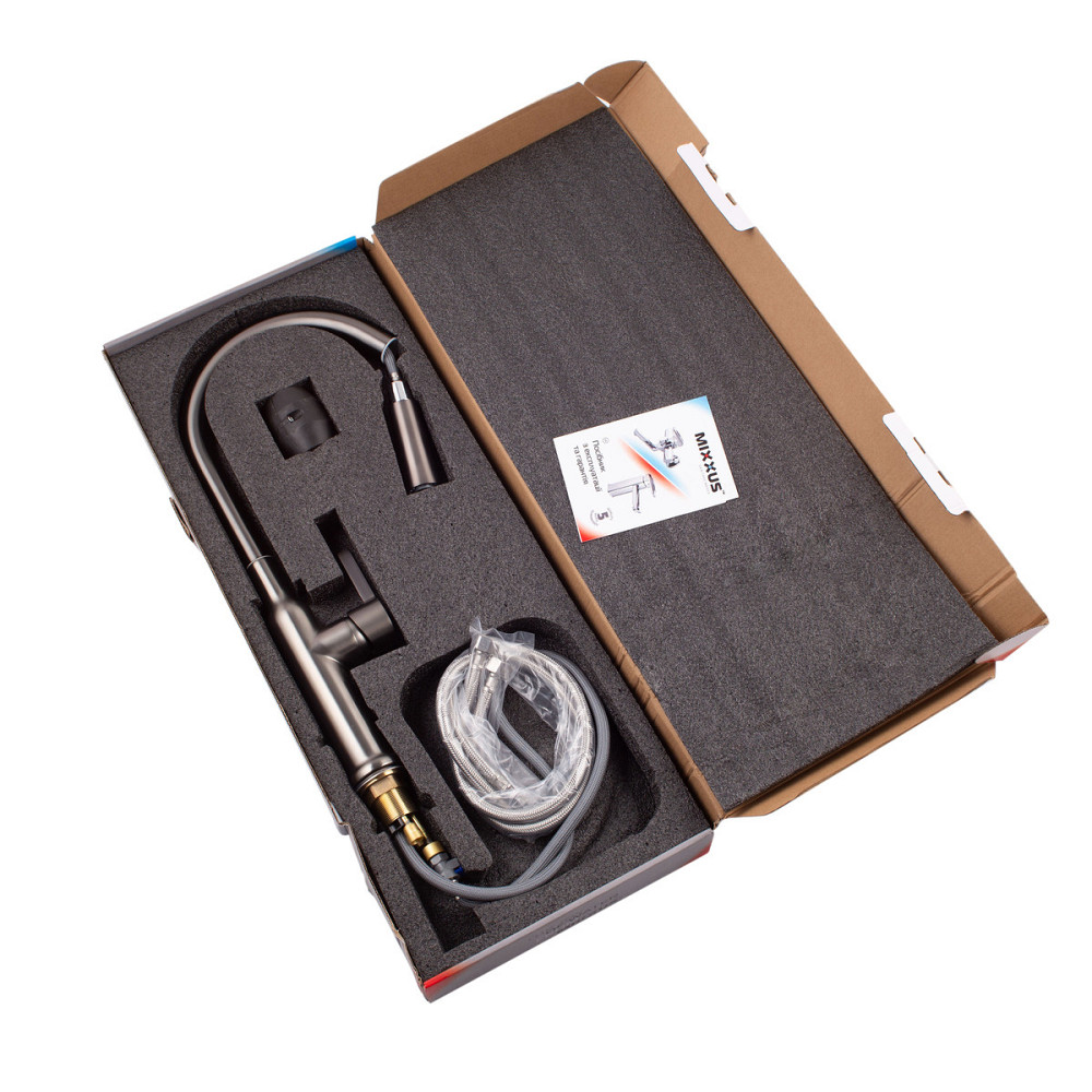 Кухонный смеситель с выдвижным изливом Mixxus Premium PULL 014 GRAPHITE (MI6959) Харьков - изображение 3