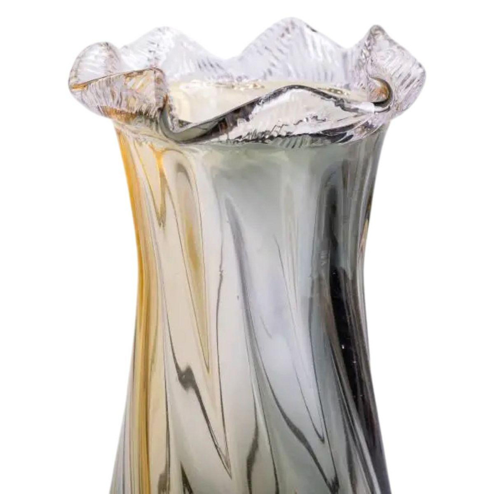 Ваза декоративна 26 см для квітів скляна фігурна ваза з кольорового скла 1.2 л Жовто-сіра HP-9-11 Київ - фото 2