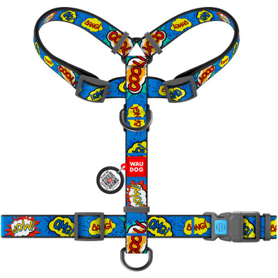 Шлей для собак WAUDOG Nylon с QR паспортом анатомическая H-образная "ВАУ" S (5606) Винница - изображение 2