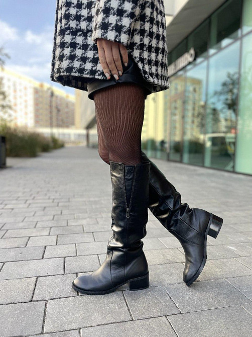 Valiente Чоботи жіночі VALIENTE чорні натуральна шкіра висота 41см обхват 37-38см каблук 8см (4 Коломыя - изображение 8