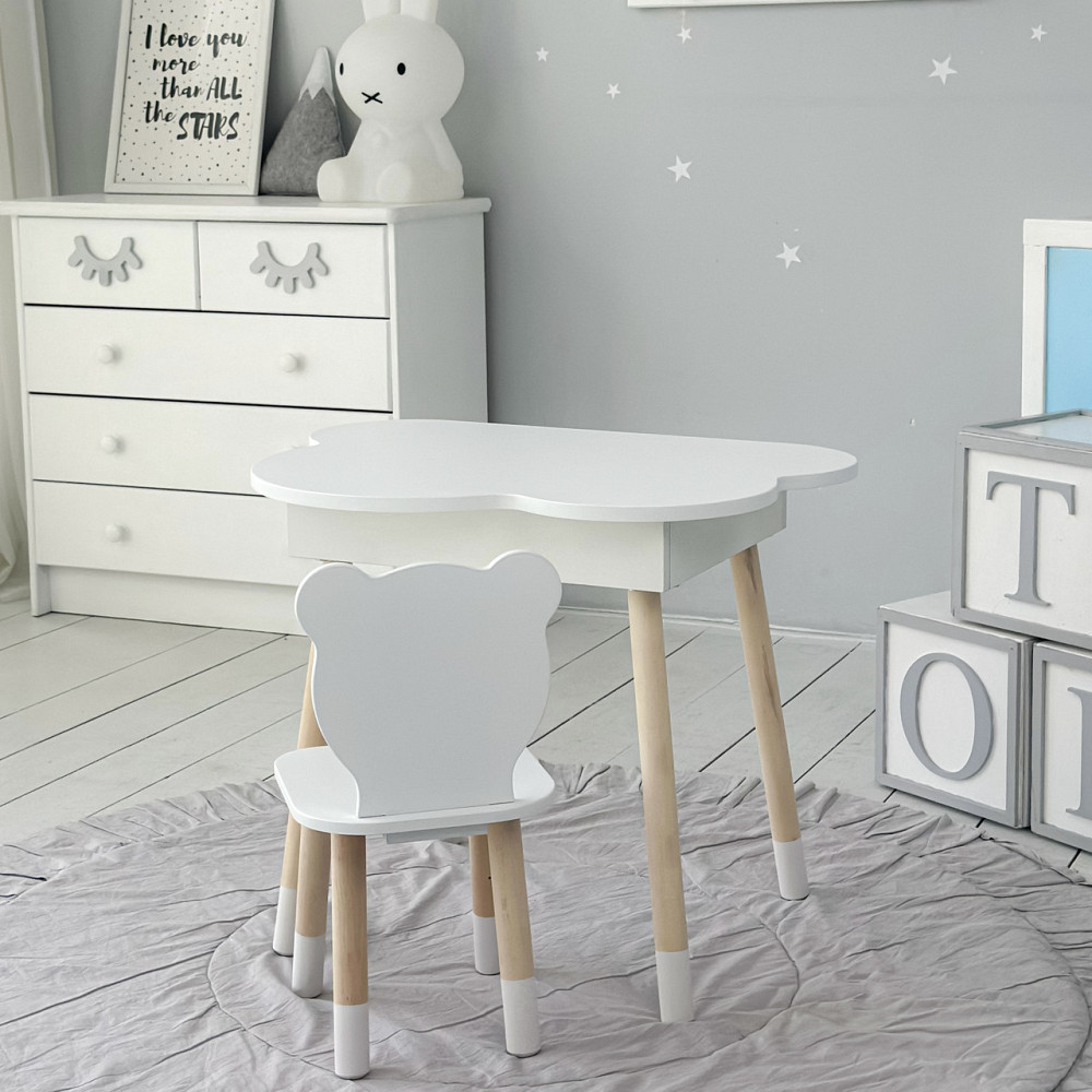 Детский столик с нишей и медвежонком-стульчиком, белый Киев - изображение 5