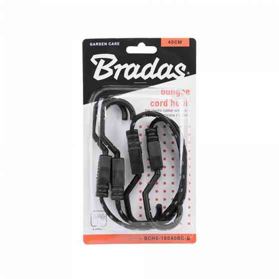 Гумка еластична FLAT BUNGEE CORD HOOK чорна 1,8 х 40см - 2 шт, у блістері, BCH5-18040BC-B Київ