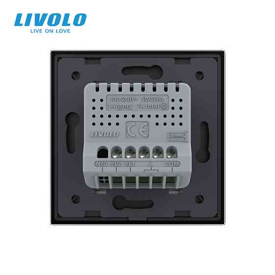 LIVOLO Сенсорний прохідний/перехресний димер 2 сенсори LIVOLO чорний матове скло Коломия