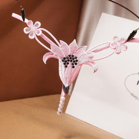 Еротичні труси з перлами рожеві Квітка one size рожевий Київ - фото 3