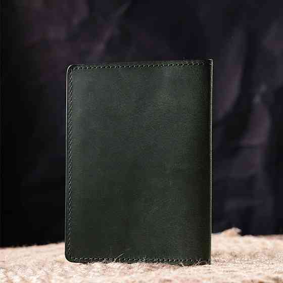 Чудова шкіряна обкладинка на військовий квиток Карта GRANDE PELLE 16783 Зелений Київ