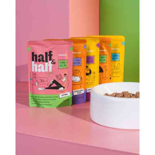 Корм влажный Half&Half для котят, кусочки с индейкой в желе в форме пауча, 100 г Киев