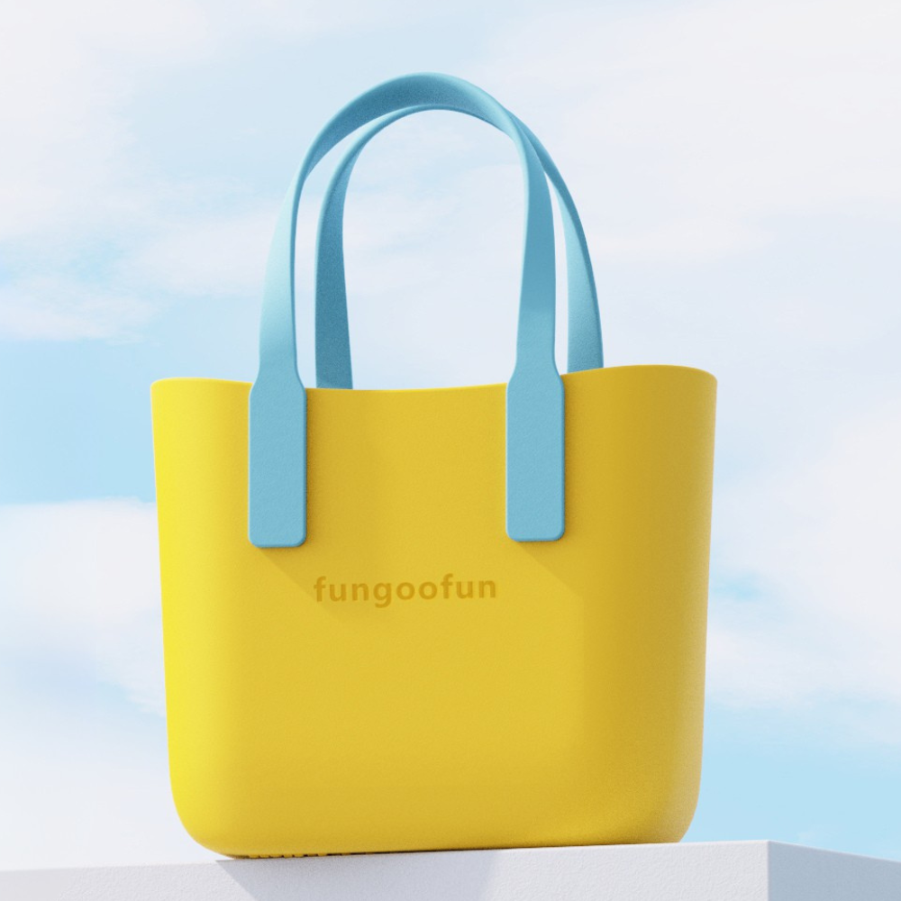 Сумка жіноча шопер силіконова на плече водонепроникна сумочка з підкладкою на блискавці Fungoofun, жовтий Кам'янець-Подільський - фото 1