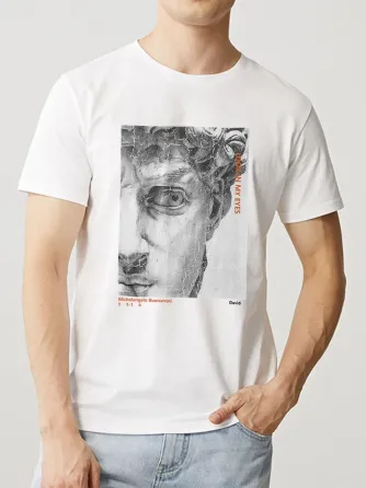 Футболка мужская с принтом  48 Белая 2664093765 Днепр