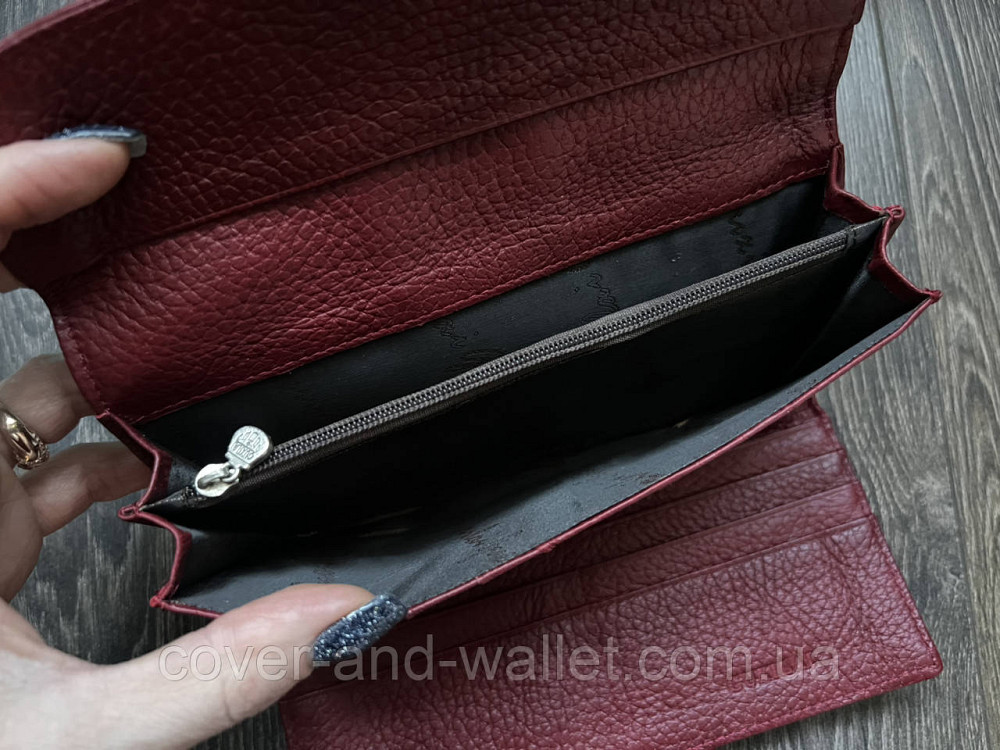Тонкий м'який жіночий гаманець із міцної шкіри коричневого кольору Guxilai Київ - фото 15