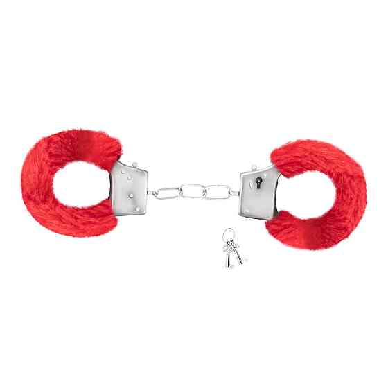 Наручники Love Cuffs Crushious металлические, с красным мехом Sex Aura Киев