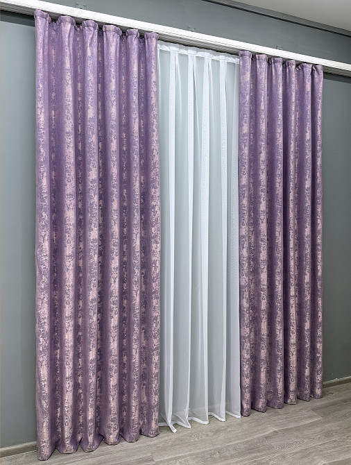 Комплект готовых штор VR-Textil Жакард Sultan YL № 1764ш Сиреневый 150х250 см 2 шт (39-854) Киев - изображение 4