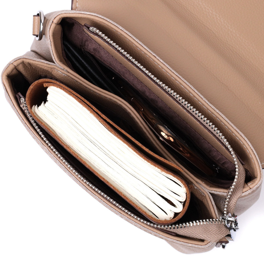 Женская сумка сэтчел из натуральной кожи Vintage 22292 Бежевая Киев - изображение 8