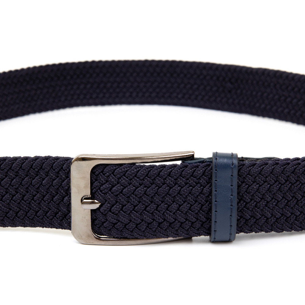 Текстильний чоловічий ремінь класика Vintage 20526 Темно-синій Київ - фото 6
