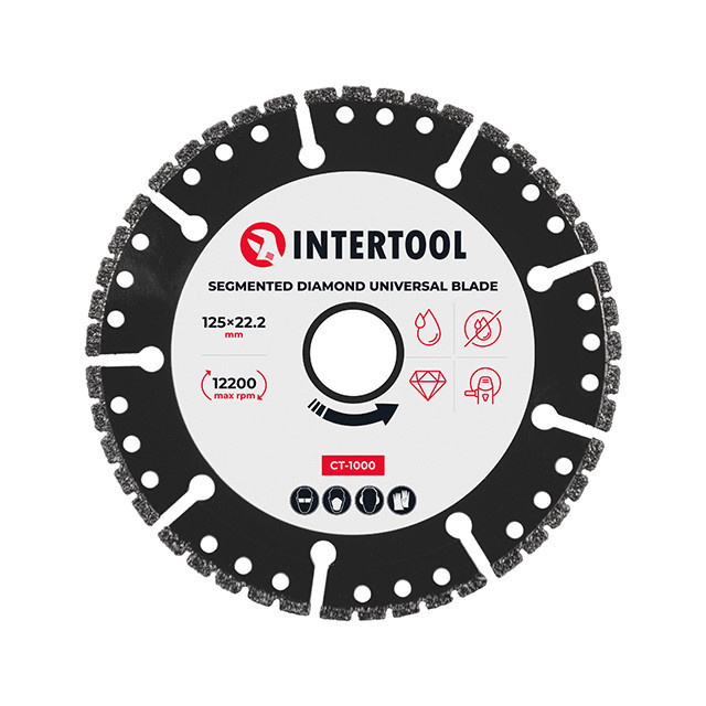 Диск універсальний сегментний алмазний, 125 мм, 16-18%, 12200 об/хв INTERTOOL CT-1000 Київ - фото 1