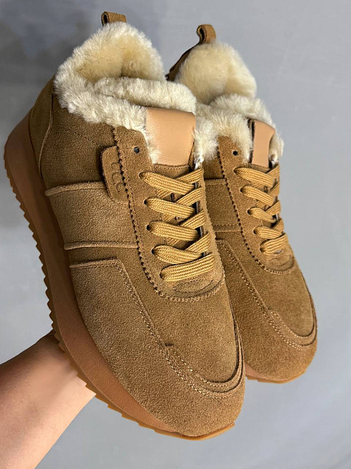 Кросівки жіночі Hengji U-2 натуральна замша утеплені хутром коричневі, 39, 24,5 см Київ - фото 2