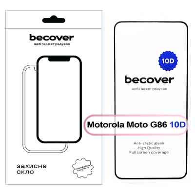 Стекло защитное BeCover 10D Motorola Moto G86 Black (713743) Винница