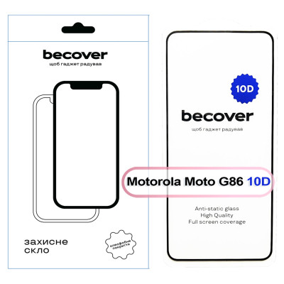 Стекло защитное BeCover 10D Motorola Moto G86 Black (713743) Винница - изображение 1