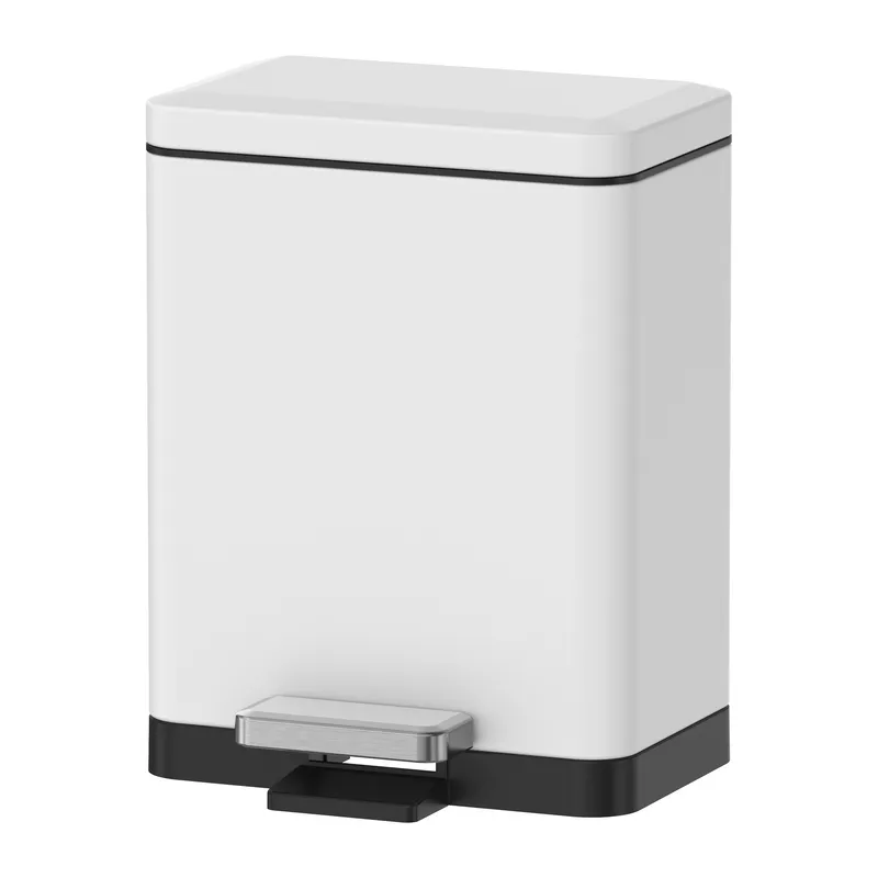 Відро для сміття з плавним закриванням прямокутне Koer TC-010306-08 6 л колір білий антипалець (KR5601) Чернівці - фото 1