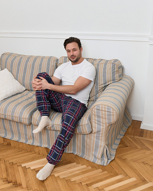 Чоловічі піжамні штани — бордово-синя карта Tom John 2006Ш XXL Київ - фото 7