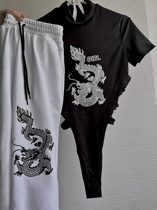 Женский прогулочный костюм двойка: боди + штаны двунить + микродайвинг 46/48 Одесса - изображение 2