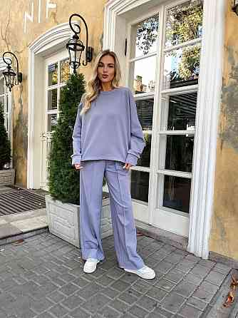 Жіночий стильний повсякденний костюм турецький двонитка Світло-сірий Одеса