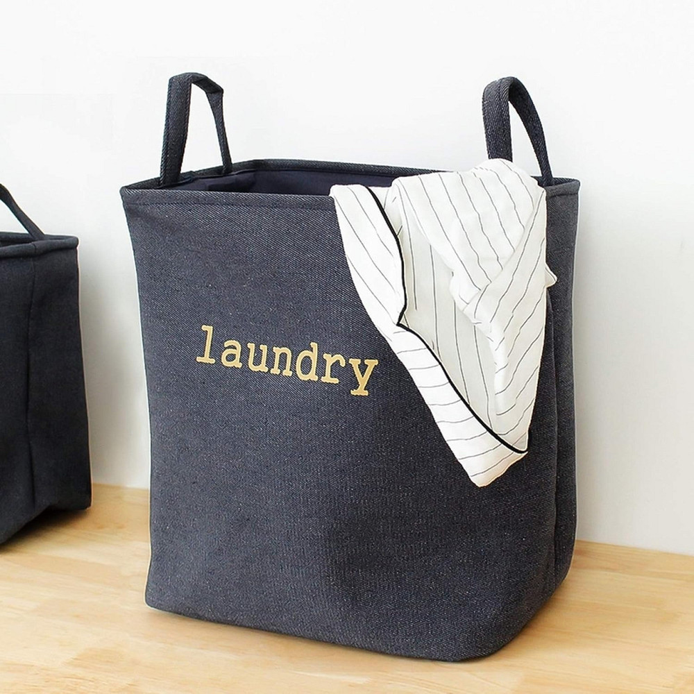 Органайзер-сумка для білизни у ванну кімнату для речей складаний, кошик для прання одягу з ручками темно-синій Кам'янець-Подільський - фото 9