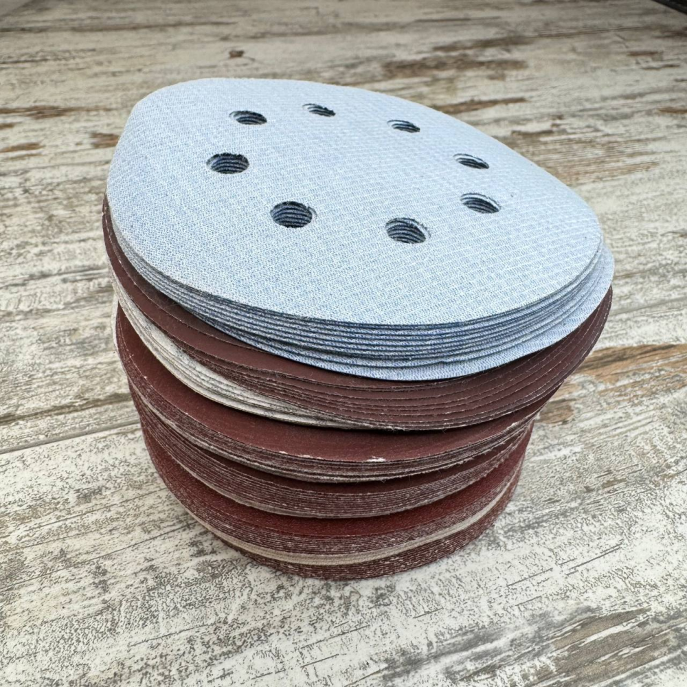 Набор шлифовальных кругов 100 шт 125 мм 8 отверстий на липучке универсальные для дерева и металла Киев - изображение 2