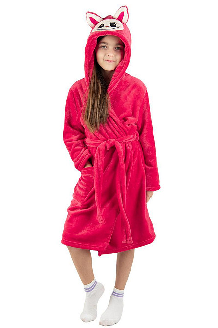Халат детский теплый, велсофт Лабубу малиновый топ Юрма одяг 116 Киев - изображение 1