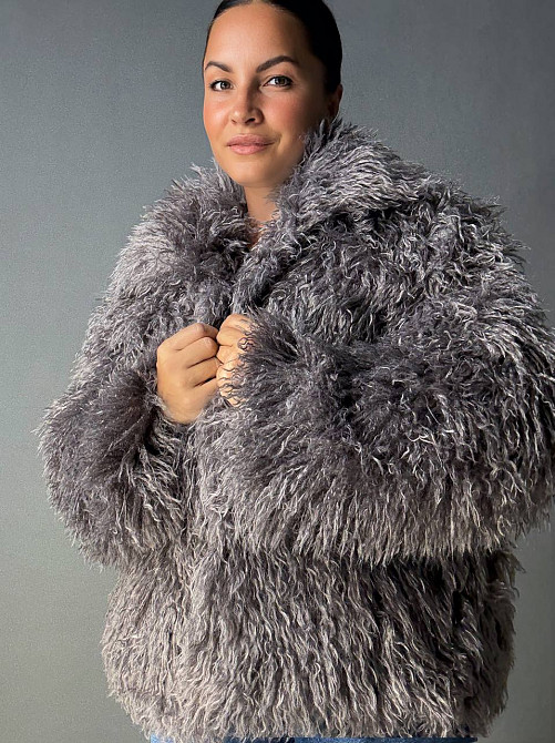 Шуба жіноча Lady Yep 10018 штучна під ламу з коміром коричнева, коричневий, M Київ - фото 13