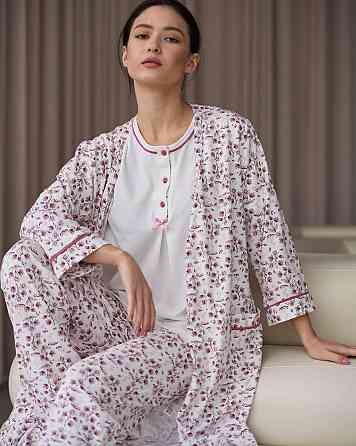 Комплект-тройка для дома для беременных со штанами - цветочки Nicoletta 7391 M Киев