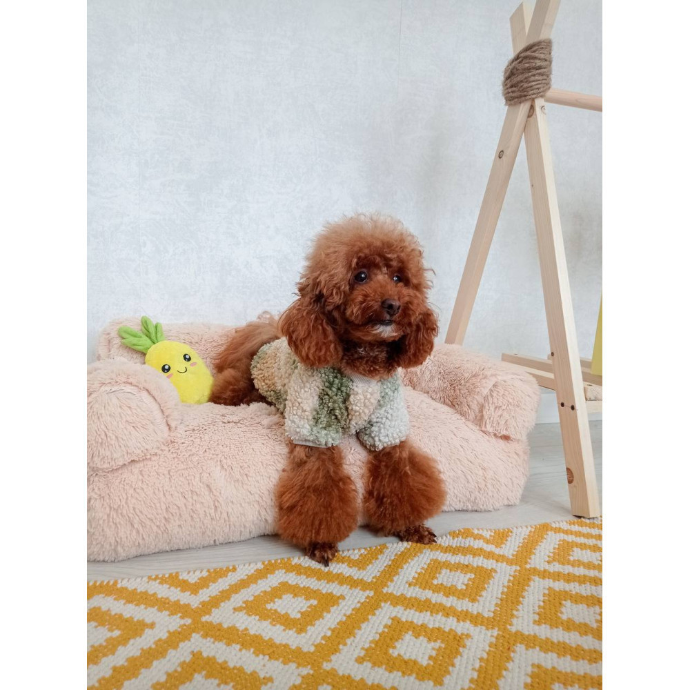 Хутряний диван лежак для собак і кішок спальне місце для тварин знімни Incor бежевий 10079 M (66х37х33) Київ - фото 10