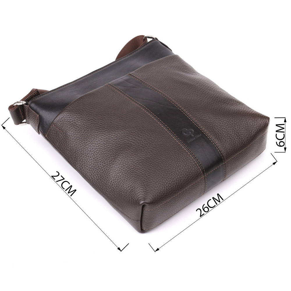 Стильная сумка через плечо для мужчин из натуральной кожи GRANDE PELLE 22884 Коричневый Киев - изображение 9