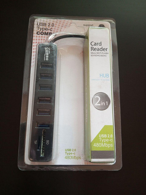 USB HUB на 6 портов USB 3.0, с картридером, пассивный (в блистере) Полтава - изображение 1