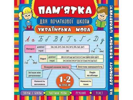 Памятка для начальной школы Украинский язык 1-2 класса арт.20411 ТМ УЛА Киев