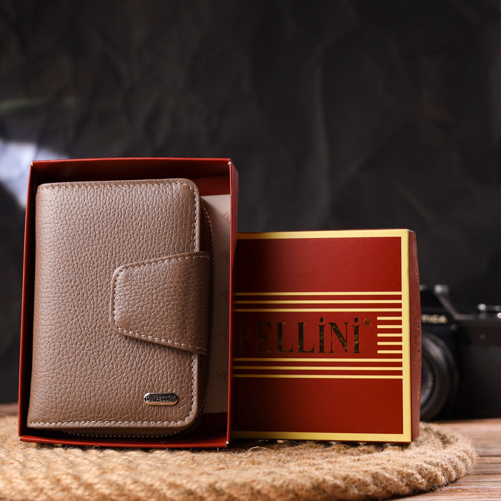 Надійне вертикальний портмоне для жінок з монетницею на блискавці з натуральної шкіри флотар CANPELLINI 21606 Бежеве Київ - фото 1