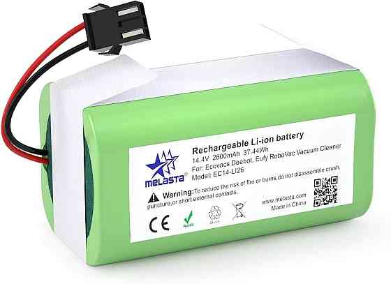 Акумулятор для робота-пилососа 14.4 В, 2600 мАг, змінна літій-іонна батарея для Ecovacs Eufy Tesvor Cong з захистом від перегріву Київ