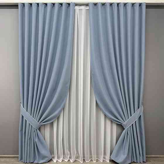 Комплект готових штор VR-Textil Блекаут двосторонній ASHEN NIGHT № 1839ш Блакитний 200х270 см 2 шт (32-200) Київ