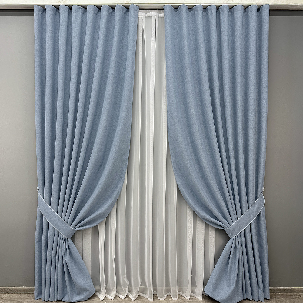 Комплект готових штор VR-Textil Блекаут двосторонній ASHEN NIGHT № 1839ш Блакитний 200х270 см 2 шт (32-200) Київ - фото 2