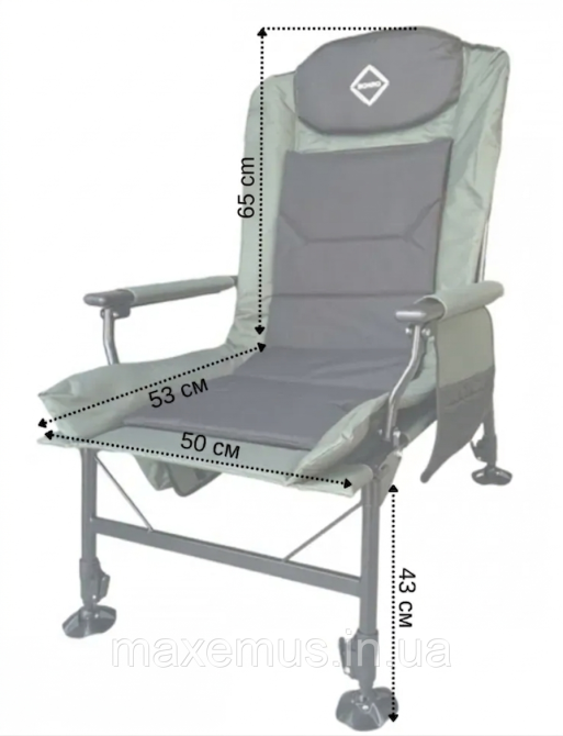 Карповое кресло раскладное для рыбалки Bonro B2 2 темно-зеленое (до 150 кг, спинка 180°) Мостиска - изображение 10