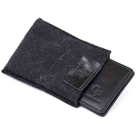 Стильное портмоне с зажимом для денег без застежки Черное (GRANDE PELLE) Киев