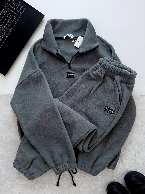 Женский повседневный костюм из плотного флиса полар. Графит, 46/48 Одесса - изображение 10