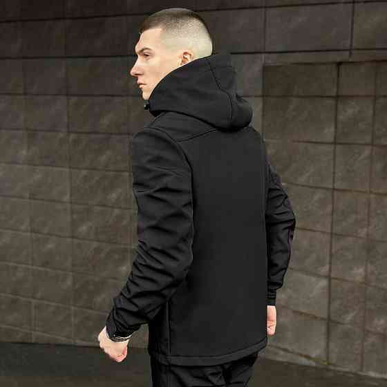Чоловіча чорна куртка із софтшеллу весняна Pobedov Setup L Київ