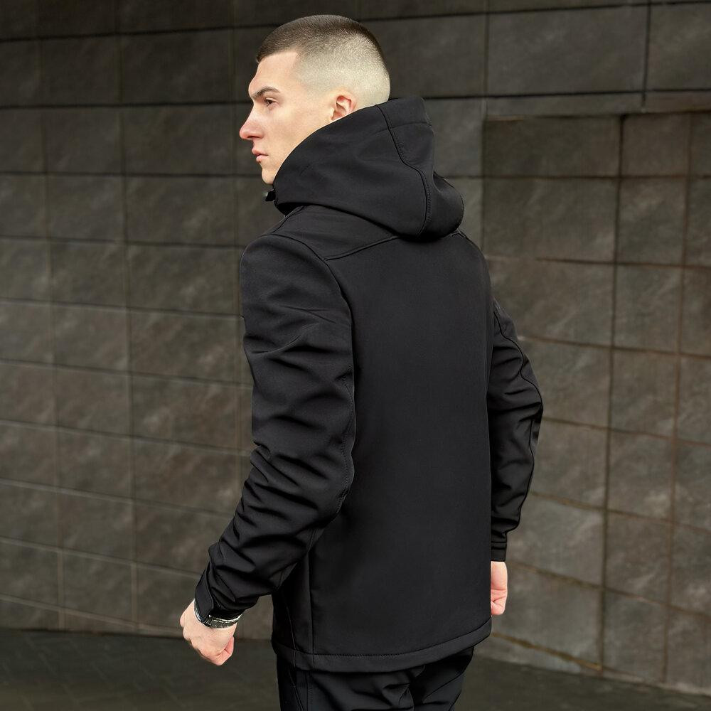 Чоловіча чорна куртка із софтшеллу весняна Pobedov Setup L Київ - фото 4
