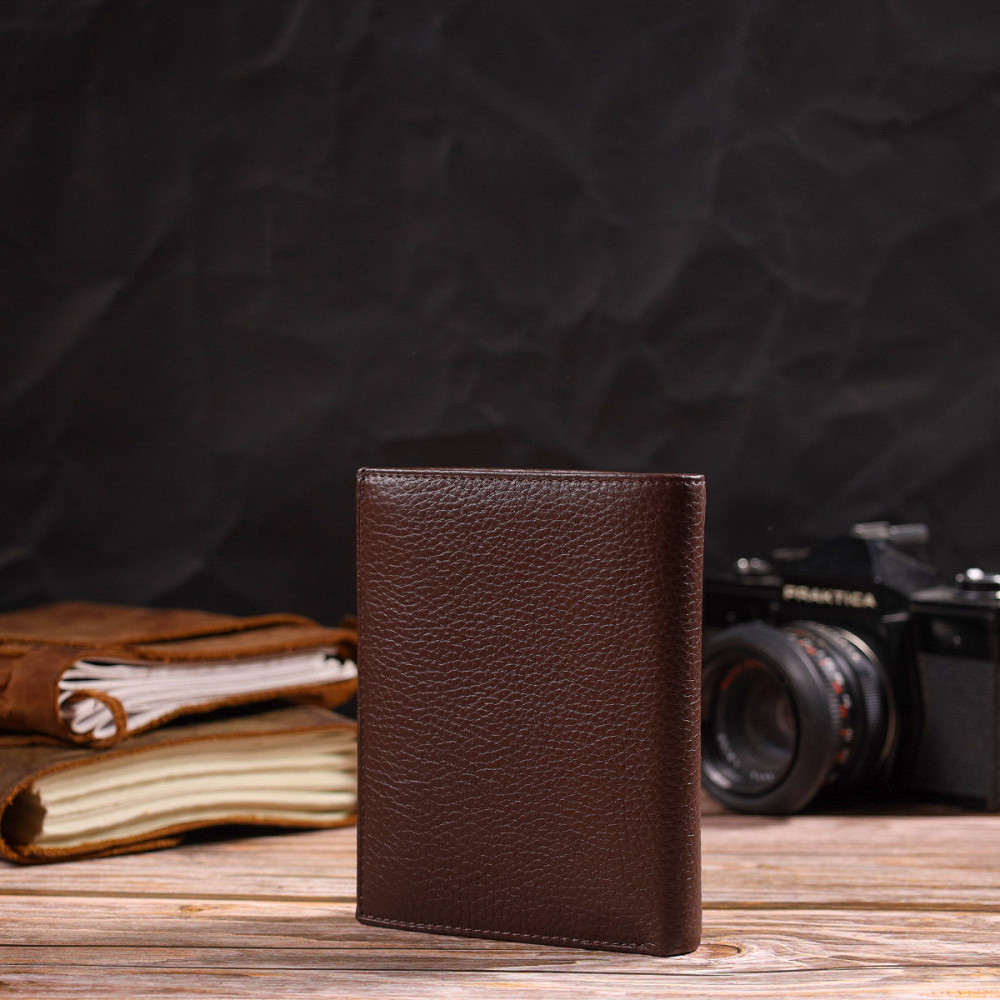 Чоловічий сучасний гаманець вертикального формату з натуральної шкіри CANPELLINI 21756 Коричневий Київ - фото 7